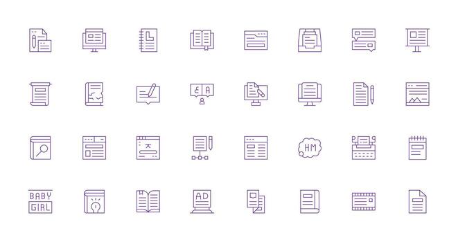 32 Thin Line Designs for Text Icons User Interface Icons for Digital Products vector