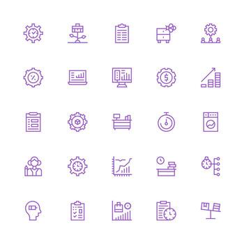 Productivity Visual Pack containing 25 Medium Stroke Outline Icons Scalable Icons for Cross-Platform Interfaces vector