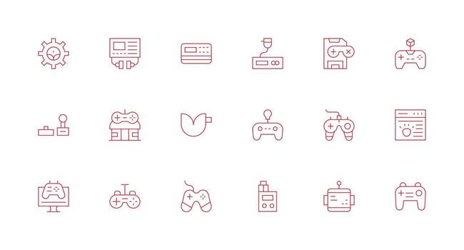 Console Set with 18 Minimal Line Icons Modern Line and Glyph Icon Series vector