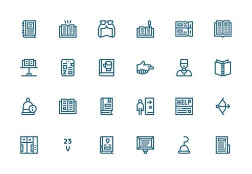 Guide featuring 24 Icons in Thick Line Line Design Quick Access Icons for UI Development vector