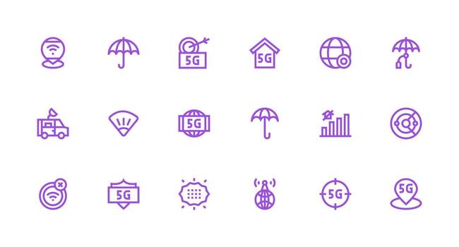 18 Strong Stroke Line Icons for Coverage Graphics Basic Icon Series vector