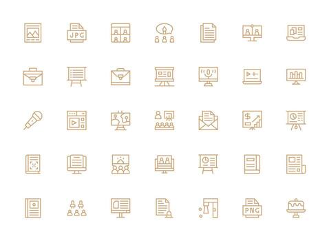 regular limpiar línea íconos desde presentación conjunto con 35 vectores universal icono paquete