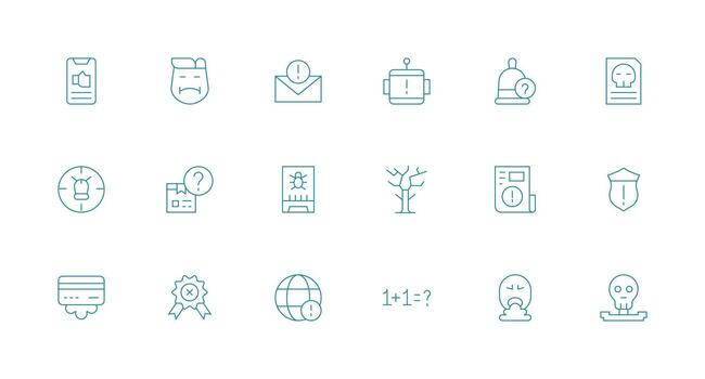 18 íconos para problema en mínimo línea formato ligero icono serie vector