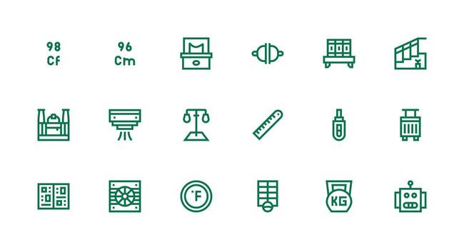 18 fuerte carrera línea íconos para unidad gráficos ordenado icono conjunto vector