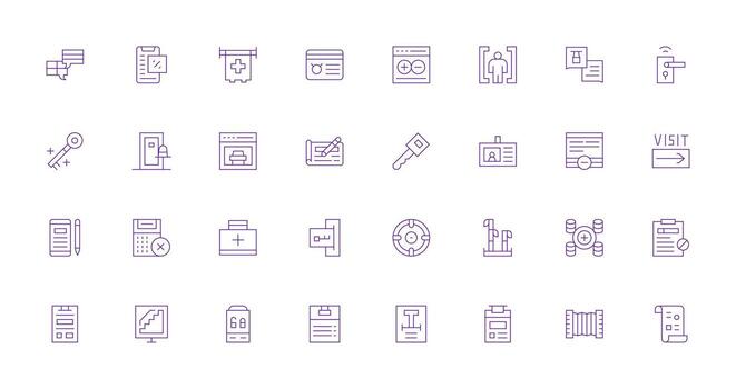 32 Thin Line Icons for Entry Graphics Functional Icon Series vector