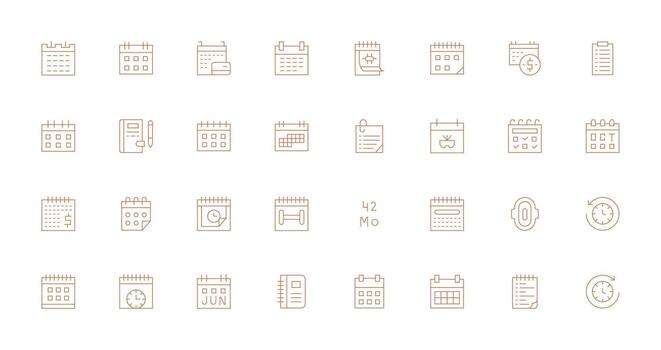 Thin Line Icons from Monthly Set with 32 Vectors Core Icon Collection for Daily Tasks