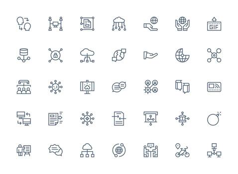 compartiendo diseño íconos presentando 35 en regular limpiar línea estilo web icono colección vector