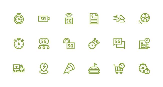 18 íconos para rápido en fuerte carrera línea formato escalable íconos para todas temas vector