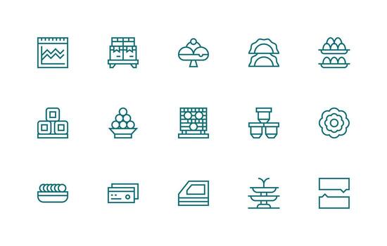 apilado diseño íconos presentando 15 en regular línea estilo plano icono conjunto vector