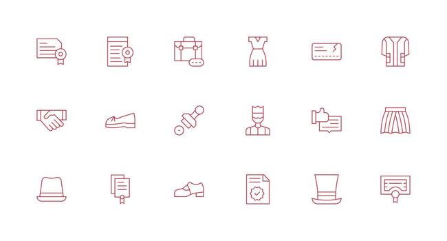 18 Formal Icons in Minimal Line Aesthetic Essential Icons for Rapid UI Building vector