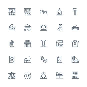 taller conjunto con 25 medio carrera contorno íconos multi-estilo icono colección vector