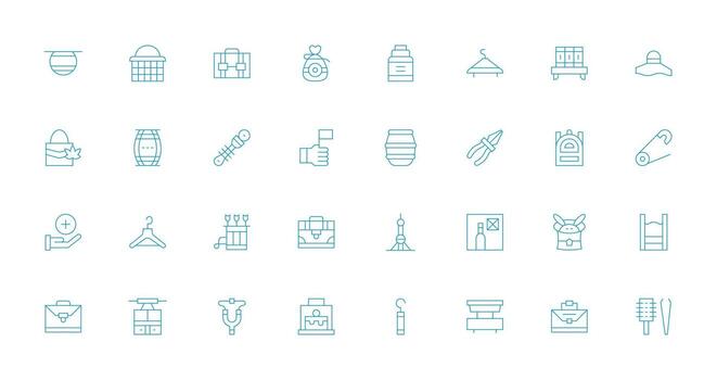 Delgado línea íconos desde sostener conjunto con 32 vectores reutilizable icono conjunto