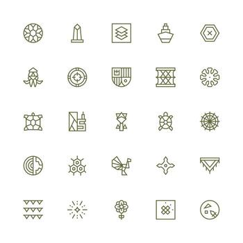 medio carrera contorno estilo geométrico íconos con 25 vectores sensible icono conjunto para flexible diseños