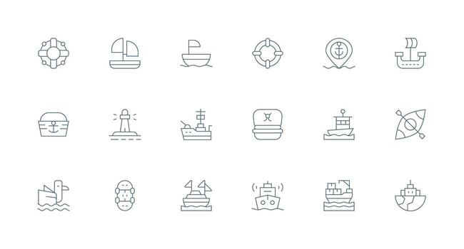 18 Minimal Line Icons for Maritime Graphics Icon Set for Web vector