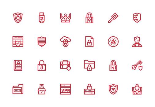 24 Thick Line Line Designs for Encryption Icons High-Resolution Icons for Any Platform vector