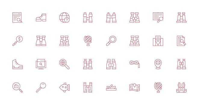 Explore Design Icons featuring 32 in Thin Line Style Modern Line and Glyph Icon Series vector