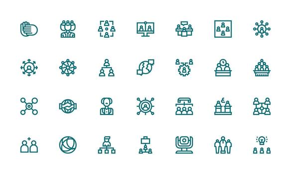 Collaboration Design Icons featuring 28 in Bold Line Style Well-Structured Icons for Creative Use vector