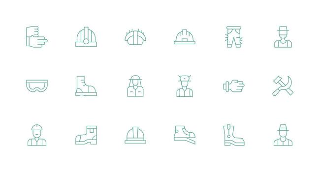 Labor Design Icons featuring 18 in Minimal Line Style Versatile Icon Collection for Designers vector