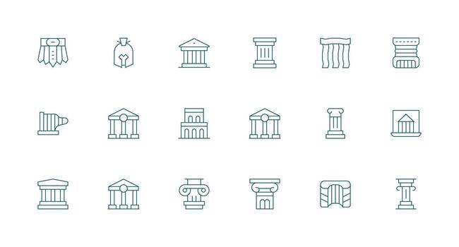 Roman including 18 Minimal Line Illustrations Simple Icons for Interface and Wireframes vector