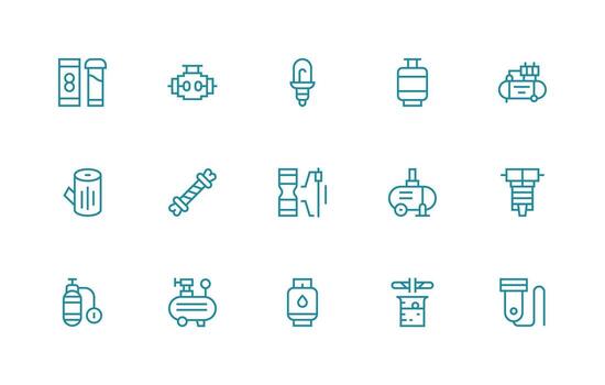 15 íconos para cilindro en regular línea formato sensible icono conjunto para flexible diseños vector