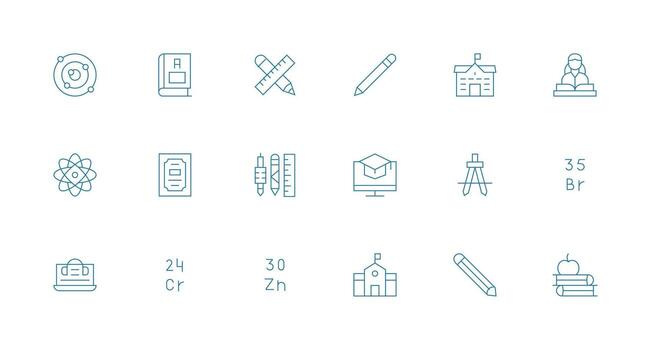 colegio diseño íconos presentando 18 en mínimo línea estilo icono paquete para ui vector