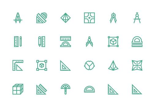 Geometry Icon Set with 24 Thick Line Line Graphics Creative Icon Set vector