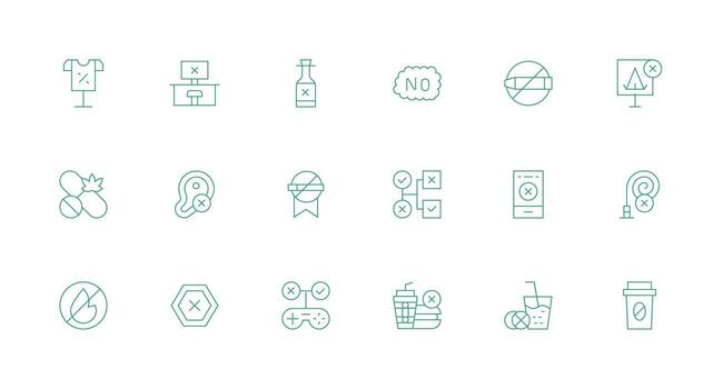 18 Minimal Line Vectors for No Theme Simple Icons for Interface and Wireframes
