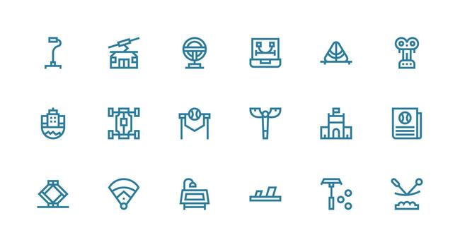 Base Icon Set with 18 Strong Stroke Line Graphics Icon Collection Set vector