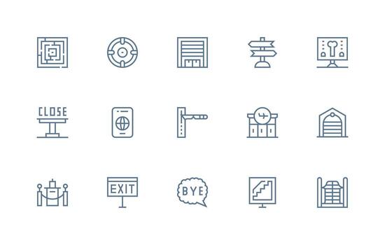 15 Icons for Exit in Regular Line Format Minimal Icon Set for Interface Projects vector