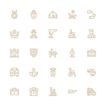 Aid Icon Set with 25 Medium Stroke Outline Graphics Flat Icon Set vector