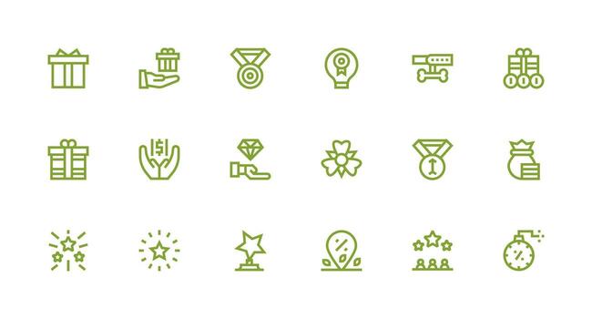 18 Strong Stroke Line Designs for Reward Icons Neatly Designed Icons for Web Platforms vector