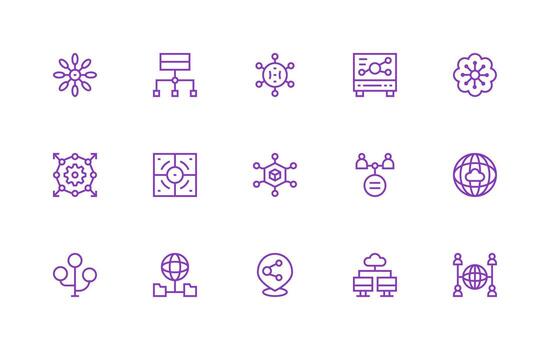 15 íconos para repartido en regular línea formato limpiar conjunto para diseño prototipos vector