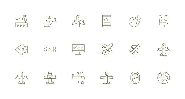 Airplane including 18 Minimal Line Illustrations Icons Built for Visual Consistency Pack vector