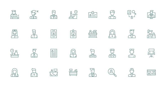 32 Icons for Employee in Thin Line Format Icon Set for Web vector