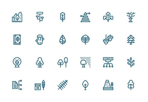 árbol visual paquete conteniendo 24 grueso línea línea íconos equilibrado icono conjunto para funcional diseño vector