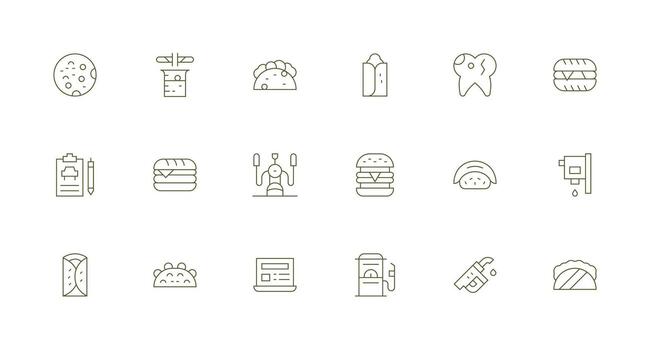 Filling Design Icons featuring 18 in Minimal Line Style Modern Icon Set vector