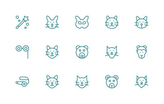 15 Regular Line Icons for Cartoon Graphics Neatly Designed Icons for Web Platforms vector