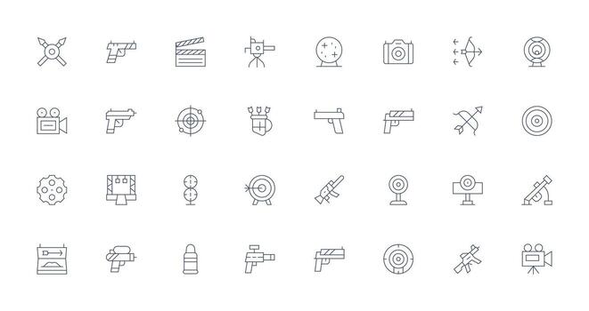 32 Thin Line Icons for Shooting Graphics Layout Icon Collection vector