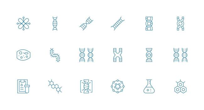 18 Minimal Line Icons for Biochemistry Graphics Scalable Icons for All Themes vector