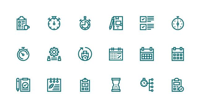 tarea administración diseño íconos presentando 18 en fuerte carrera línea estilo lleno icono biblioteca para ui diseñadores vector