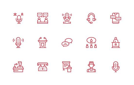 regular línea íconos desde hablar conjunto con 15 vectores compacto icono conjunto