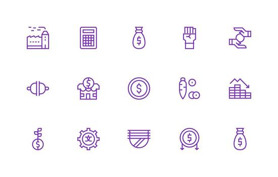 15 Regular Line Designs for Economic Icons Minimal Icon Set for Interface Projects vector