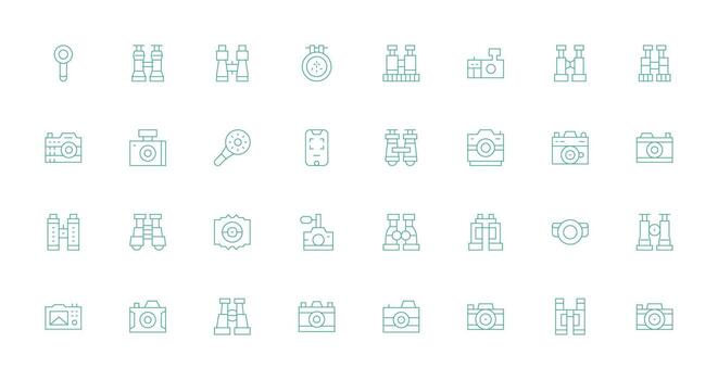 Viewfinder featuring 32 Icons in Thin Line Design Complete Icon Set for Mobile Apps vector
