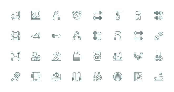 32 Thin Line Icons for Workout Graphics Scalable Icons for Cross-Platform Interfaces vector
