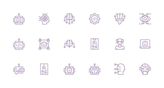 máquina aprendizaje icono colección con 18 mínimo línea diseños organizado paquete para proyecto bienes vector