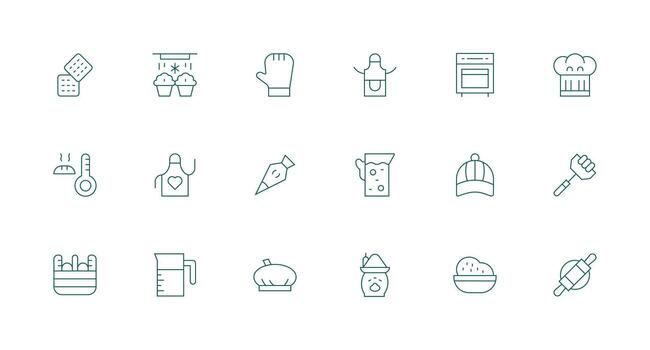 mínimo línea íconos desde horneando conjunto con 18 vectores escalable íconos para multiplataforma interfaces