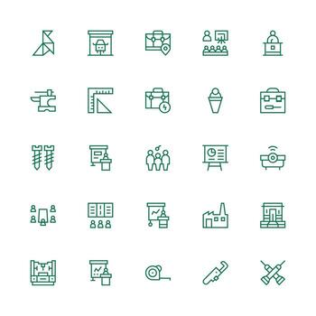 medio carrera contorno estilo taller íconos con 25 vectores interfaz icono colección