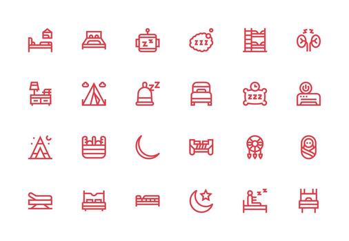24 Icons for Sleep in Thick Line Line Format Icons Built for Visual Consistency Pack vector