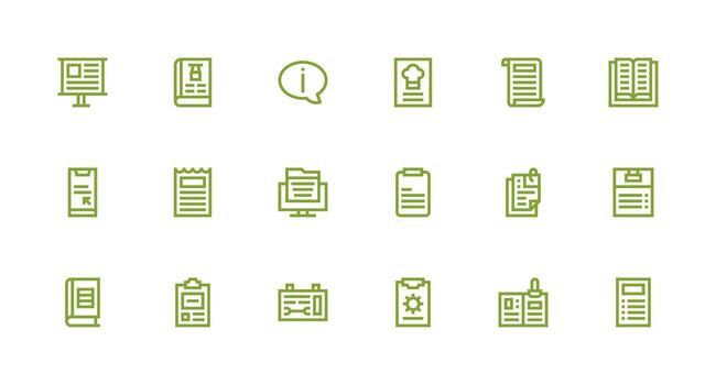 instrucciones presentando 18 íconos en fuerte carrera línea diseño completar icono haz para web diseño vector