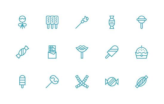 Candy featuring 15 Icons in Regular Line Design Sharp Icons for Presentations vector